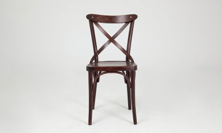 Rustic dining chair in a dark brown wood by Urvission Interiors price £154